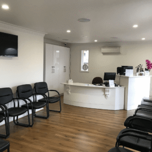 Physio Elements’ waiting room and reception Physio Elements Fully Equipped Waiting Room and Reception Area